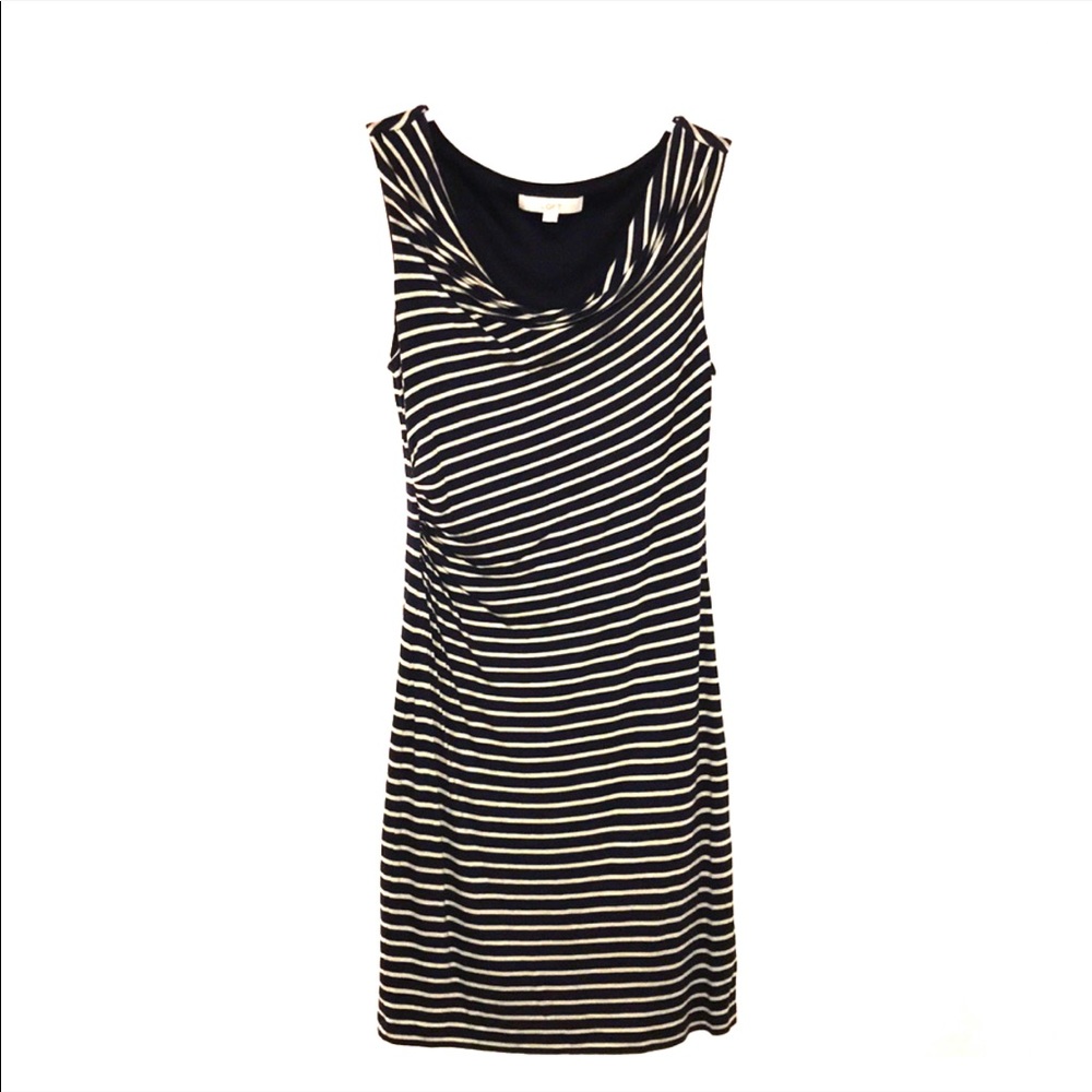 Loft black and white striped sleeves dress.